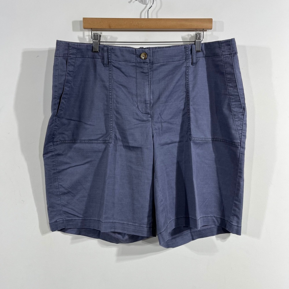 J. Jill Womens Blue Cotton Tencel Blend Patch Pocket Shorts Size 18 NWT Casual